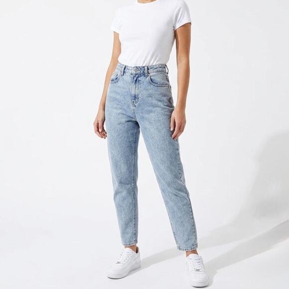 PrettyLittleThing Denim - PrettyLittleThing Womens Mom Jeans 2 Tall High Rise Tapered Straight Retro 80s